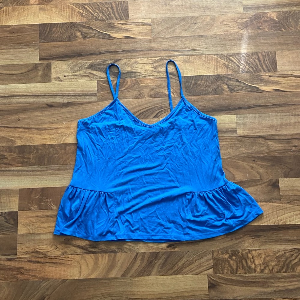 Women’s Blue Peplum Cami Tank Top